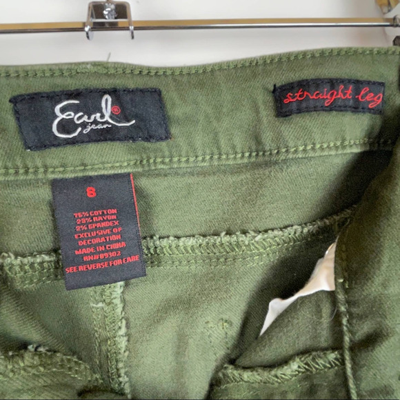 Earl Jeans Pants Womens 8 Green Straight Leg Stretch 5 Pocket Casual Jeans - Picture 4 of 7